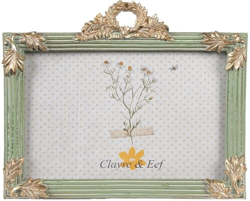 Clayre & Eef Bilderrahmen 10x15 cm Grün Kunststoff Glas Fotorahmen