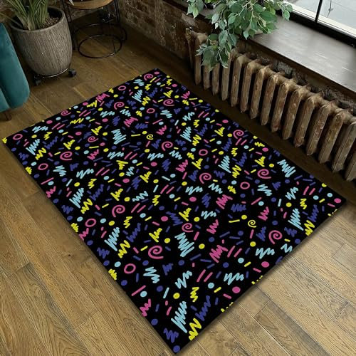 Lumirug Arcade Rug for Gamer Room 90s Nostalgic Carpet Nonslip Washable Black Gaming Mat Bedroom Dorm Decor Popular Unique Gift (Model-4, 100x150cm)
