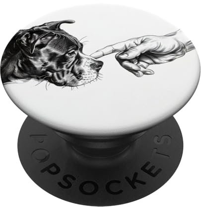 Hundepfote & menschliche Hand Cute Black & White American Bully PopSockets mit austauschbarem PopGrip