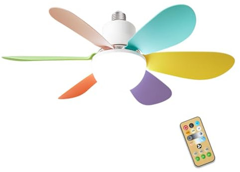 Ventilador de techo LED con control remoto,Ventilador con luz de techo LED - Montaje empotrado del ventilador del zócalo con la luz regulable, ajustable de 3 velocidades - Ventiladores de techo de ref