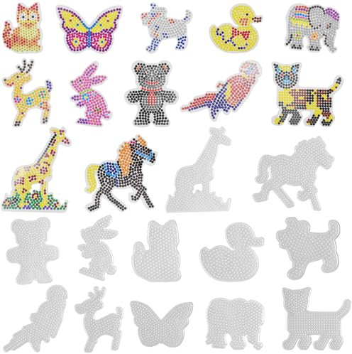 Rapidbok 12 Piezas Beads Plantilla, Placas de Cuentas para Plancha, Platillas de Perlas de Planchar Plantilla, Diferentes Animales, Adecuados para Niños y Adolescentes Mayores de 3 Años