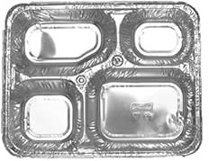 (Pack Of 25) 4 Compartment Aluminium Foil Tray Containers with Lids - Disposable Divided Meal Trays, Takeaway, Food Storage, Freezer Safe, 100% Recyclable, Oven & Microwave Safe Home & Restaurant