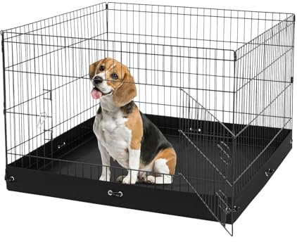 VEVOR Box per Cani, Confezione da 4 Pannelli 610 x 910 mm Recinto per Cani Pieghevole in Metallo per Interni Esterni con Porta, Tappetino in Tessuto Oxford 600D per Cani Gatti e Altri Piccoli Animali