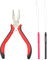 3 Pcs Hair Extension Pliers Tools 3-Hole Hair Pliers Kit with Loop Needle Threader Pulling for Micro Rings Nano Beads Opener and Removal