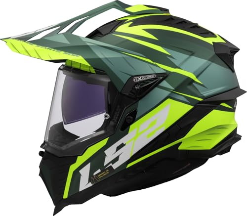 LS2, Motorrad-Crosshelm EXPLORER SPIRE Green H-V Yellow, L