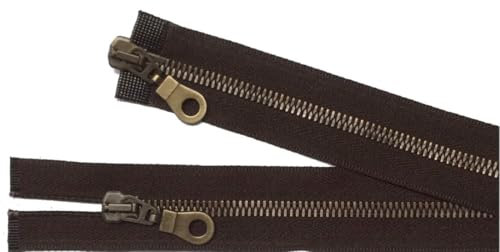 Reißverschluß Metall teilbar 2-Wege 70 cm dunkel braun