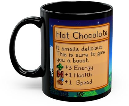 Creator's Cove Stardew Valley Game Hot Chocolate Mug Drink Black Coffee Cup, Gift for Video Game Lover Farm Adventure Gaming For Family Friends