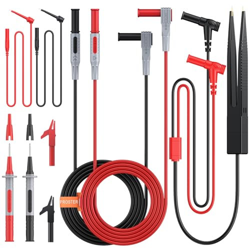 Proster Kit Puntali da Test per Multimetro 9 in 1 Conduttori di Prova con Morsetti a Coccodrillo Puntali Multimetro Gancio di Prova Pinzette di Prova Elettriche per Tester Multimetro