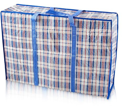 S&D Laundry Bags XXL Jumbo Laundry Bags, Heavy Duty Storage Bags Reusable Strong Zip Nylon Large Boxes for Moving House Clothing Toys & Wardrobe Storage (1 Bag Blue)