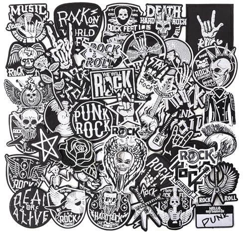 Punk Rock Iron On Patches for Jackets: Meneng 45Pcs Dark Goth Patch for DIY Crafts - Vintage Skull Sew On Appliques Patches for Jeans Vests Hats Backpacks Shirts