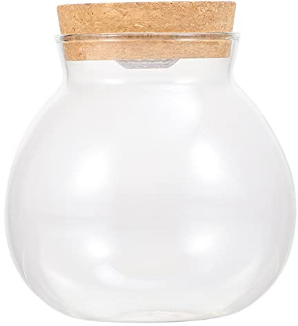 GREENADSCAPE Terrarium Flasche Mit Holzdeckel Und Led-licht Transparente Glasflasche Für DIY-mikrolandschaft Aquariumflasche Zum Dekorieren