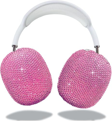 Pink Cover for Airpods Max, Bling Rhinestone Apple Headphone Case Sparkling Cute Glitter Airpod pro max Ear Covers Protective Accessories