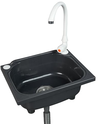 Évier de cuisine utilitaire à cuve unique de 38,1 x 28,9 cm avec trou de robinet de 3,20 cm, évier en plastique pour la maison, le restaurant, le dortoir, le garage, la salle de bain, la buanderie