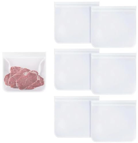 NIYATA 6 Pack Reusable Ziplock Freezer Bags,28x27CM/11x10.6 Inch Extra Large Leakproof Silicone Food Storage Bags,Dishwasher Safe,Ideal for Sandwich,Fruits,Snacks,Meal Prep,Travel,Home Organizatio