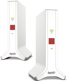 FRITZ!Mesh WiFi Set 4200, Pack of 2 FRITZ! Extender/Booster 3000AX, Mesh Solution up to 4 Rooms, WiFi 6 Triband up to 4,200 Mbps, 2 Gigabit LAN, English Interface