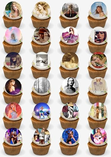 Music Singer Cupcake Toppers, 24 Edible Wafer Card Precut Stand Up Toppers