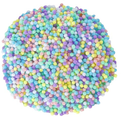 Caydo 2400 Pieces Mini Craft Pompoms Macaroon Colors 6 mm Small Pom poms for Hobby Supplies and Home Decorations