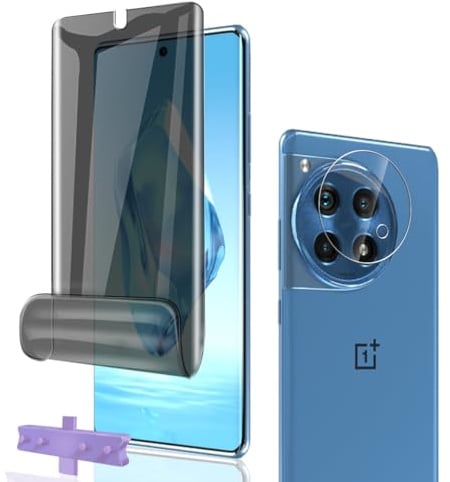 Phlleyaa Anti-Espion Protection Décran Pour Oneplus 12R Film Flexible TPU 1 Pcs + Caméra Arrière Protecteur 1 Pcs,Facile à Installer sans Bulles Pour Oneplus 12R Verre Trempé