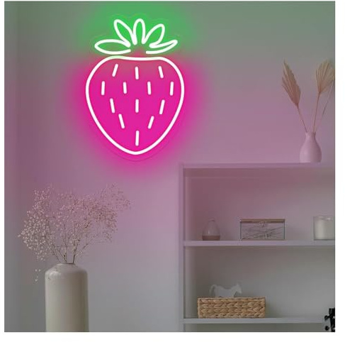 SHENHUO lampe au néon Néon Enseignes lumineuses Decor Enseigne Au Néon Fraise,De Cuisine Ferme 43cm