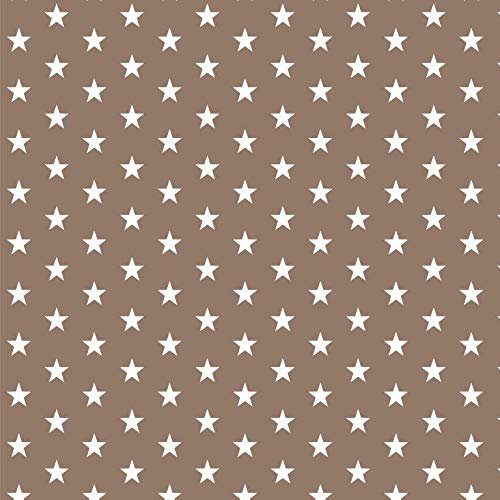 babrause® Baumwollstoff Sternchen Braun Webware Meterware Popeline OEKOTEX 150cm breit - Ab 0,5 Meter