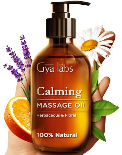 Gya Labs Calming Massage Oil for Sore Muscles - Spa Quality Warming Body Massage Oil for Men & Women (200 ml)