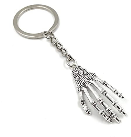Onwomania - Hand Knochen Bone Skelett Schlüsselanhänger - Metall Glücksbringer ideal als Geschenk z.B. für den besten Freund, die beste Freundin, Mama - Für Männer, Frauen & Kinder