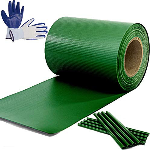 Brise-Vue Pour Clôtures Rigides De Jardin - Bandes De Protection En Pvc Pour Panneaux Métalliques Rigides - 35Mx0,19M Avec 25 Attaches - Vert – En Cadeau : Gants De Jardinage De Taille Universelle