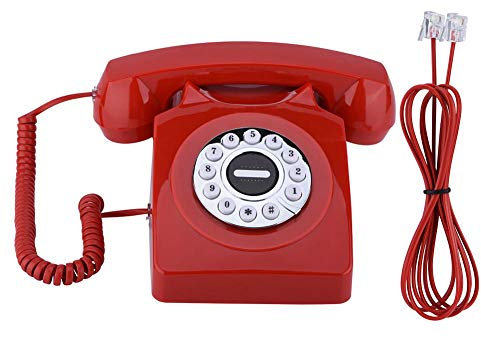 Schnurgebundenes Telefon, Festnetztelefon Western-Stil Vintage Antike Telefonnummern Speicherung Klarer Ton mit Freisprechfunktion mit Anrufer-ID mit Anrufbeantworter Retro Telefon(Rot)