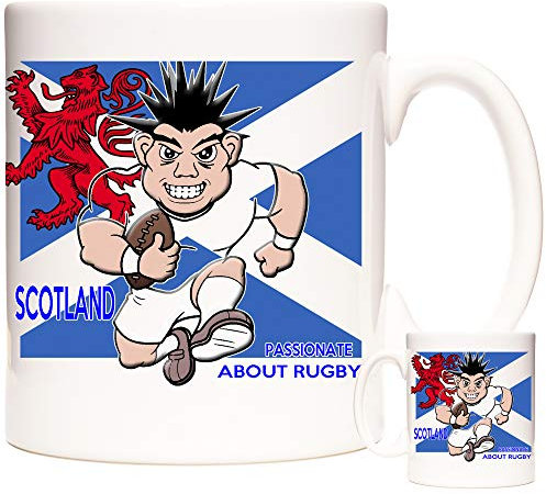 KAZMUGZ Scotland Rugby Mug, Passionate About Rugby. 11oz Ceramic Mug for Fans of World Cup Rugby