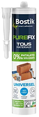 Bostik Mastic de Fixation Purefix Universel – Colle, Fixe et Jointe Tous Les Matériaux Même Humides – Intérieur et Extérieur – Hybride Polymère – Sans Phtalates et Sans Solvants – Blanc – 290 ml