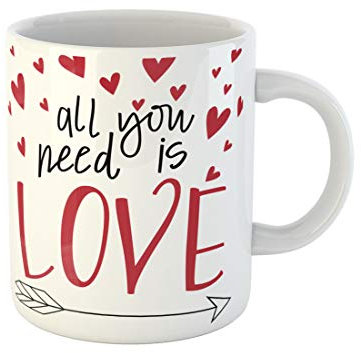 Awowee Coffee Mug Red Song All You Need Is Love Lyrics Arrow 11 Oz Ceramic Tea Cup Mugs Best Gift Or Souvenir For Family Friends Coworkers