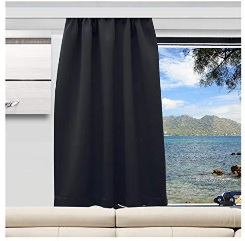 SeGaTeX home fashion Wohnmobil Caravan-Vorhang Mattis schwarz Verdunklungsdeko Wohnwagengardine mit Reihband (Höhe & Breite nach Maß)