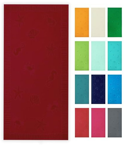 ZOLLNER Strandtuch - hautfreundliches und saugstarkes Handtuch in 100x200 cm - waschbar bis 60°C - Baumwolle in weiß - eingewebte Meerestiermotive - Oeko Tex® Zertifiziert