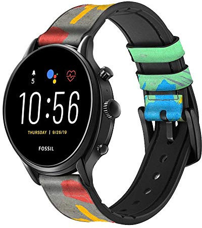 Innovedesire Brush Stroke Bracelet de Montre Intelligente en Cuir pour Fossil Hybrid Smartwatch Nate, Hybrid HR Latitude, Hybrid Smartwatch Machine Taille (24mm)