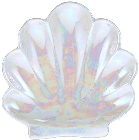 Cabilock 1 Pc Plateau à Bijoux Coquillage Vide-poche Décoratif Plaque D'affichage De Boucle D'oreille Plateau De Boucle D'oreille Porte- Céramique Assiette De Fruits Secs Blanche Stockage