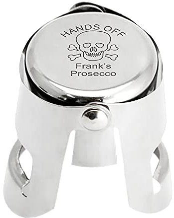 Personalised Champagne Bottle Stopper Engraved Prosecco Moscato Spumante Sparkling Stoppers Custom Bottle Stoppers Gift for Wedding Anniversary Fathers Day Birthday Christmas Valentine (Skull)