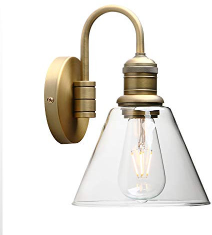 Yosoan Wandleuchte Wandlampe Moderne Vintage Industrie Wandleuchter mit 7,3 Klarglas Lampenschirm, für Office Home Küche Wohnzimmer Schlafzimmer Loft Bar (Antiquität)