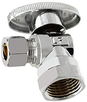 AIRISIN 1/4 Vierteldrehung Messing Winkel Absperrventil 1/2 Zoll FIP In x 3/8 Zoll Comp Out, Wasserabsperrventil für Wasserspüle/Badezimmer/Toilette/Küche (1 Stück)