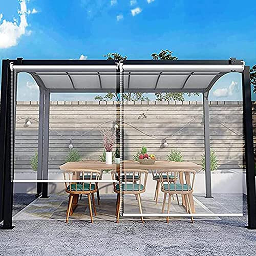 Seitenzug- & Springrollos 100% Klare Wasserdichte Outdoor-roll-tades-jalousien Für Veranda-patio-schirm-außenwalzen-schirm Privacy Shade-bildschirm Für Deck Pergola Pavillon Klar, Br(Size:140CMX14