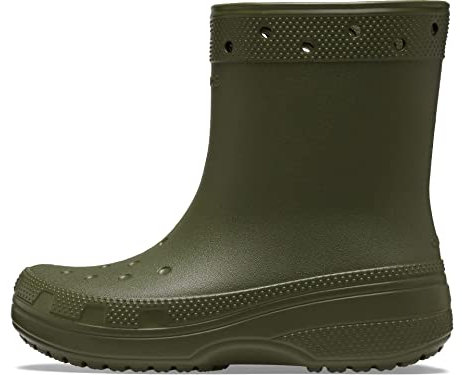 Crocs Stivali da pioggia classici unisex per adulti, Verde militare, 5 Women/3 Men