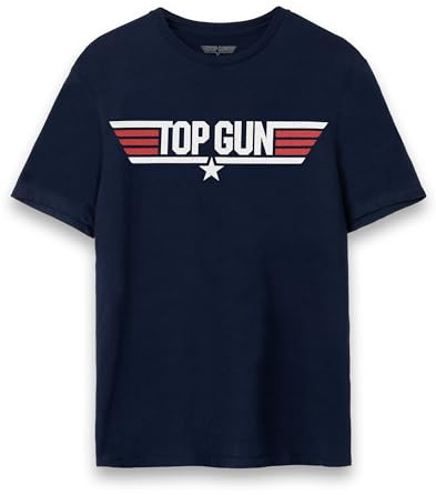 Top Gun Maverick Mens T-Shirt | Adults Navy Short Sleeve Graphic Tee | Distressed Fighter Jet Vintage Style USA Action Movie Apparel Top | Iconic Film Series Merchandise Gift