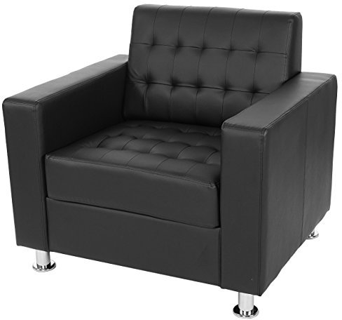 Sessel Kunda-AM, Clubsessel Loungesessel, Kunstleder, Metall-Füße - schwarz