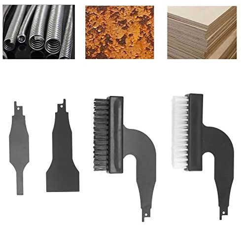 Rust Removing Tool, 4 Pcs Rust Removing Brush Shovel Set Nylon Wire Abrasive Brushes Reciprocating Blade Sabre Saw Cleaning Tool, Abrasive Cup Brushes