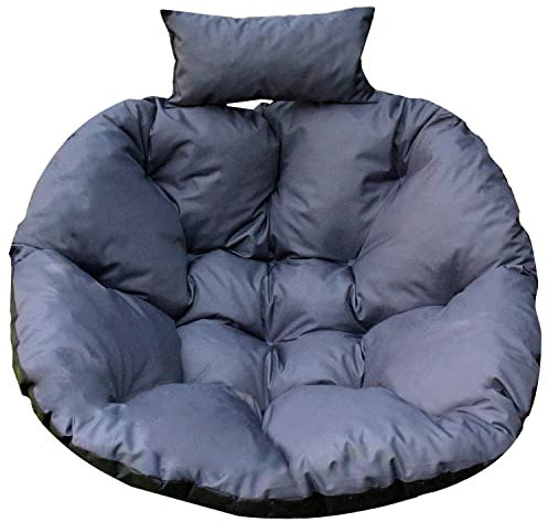 Hängesessel Kissen Polster Auflage für Hängeschaukel – Runde gesteppte Sitzauflage für Hängekorb mit Rückenkissen, Gartenstuhl Kissen, Sitzkissen Indoor & Outdoor, Dekokissen für Hängekorb (grau)