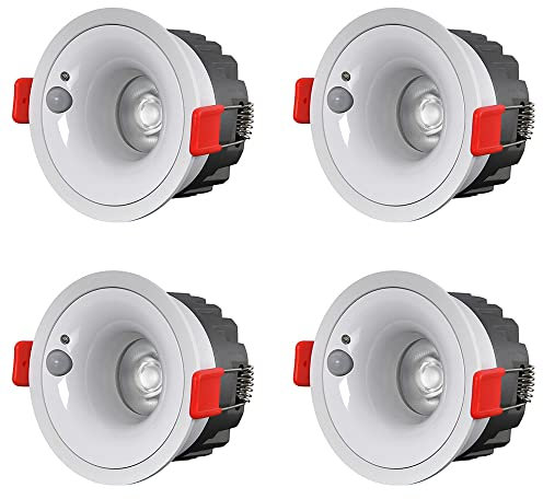 FYZDLAOR Éclairage encastré LED 4 pièces, Downlight encastré avec détecteur de Mouvement, Angle de Faisceau 60° Anti-éblouissant, projecteurs encastrés 12 W CRI90+, transformateur Inclus