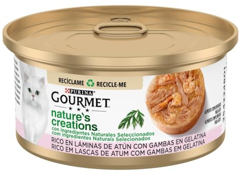 Gourmet Purina Nature's Creations Nassfutter für Katzen, Thunfisch und Garnelen, 70 g Dose