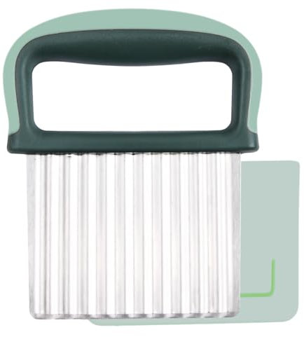 Wisebom Tagliapatate Wave,Acciaio Inox Lamiere Ondulate Coltello con Manico in Plastica Taglia Patate Ondulata per Tagliare Patate, Patate Dolci, Frutta o Verdura (Verde)