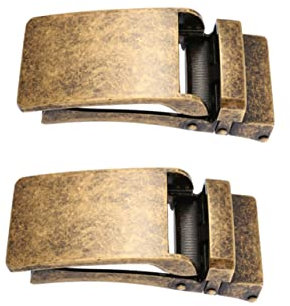 NUOBESTY 2 Stück Herren Business Legierung Automatische Schnalle Einzigartige Plakette Gürtelschnallen Für Ledergürtel Ratschenschnalle Herren Gürtelschnallen Set Hellbraun