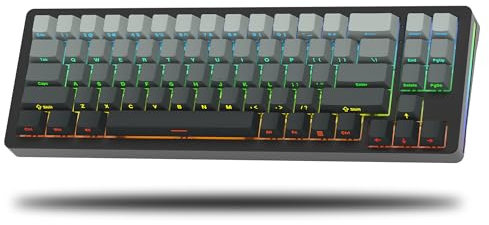 LQXQ SK71 68% Mechanical Keyboard, Bluetooth 5.0/2.4GHz Wireless/USB-C Cable, Gaming Keyboard All-Aluminium CNC, Hot-Swappable, RGB 14 for Mac/Win, Black