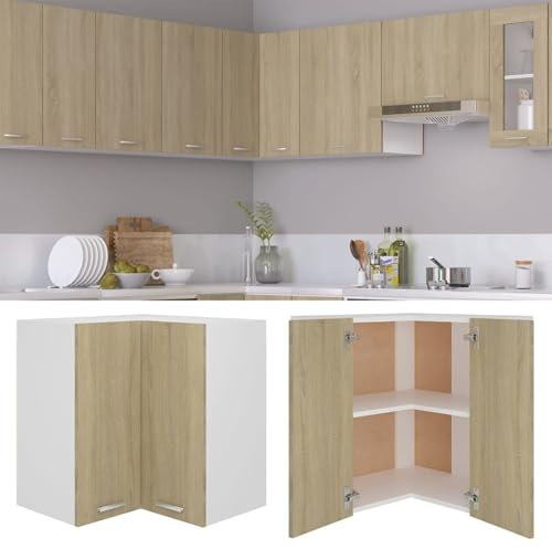 Vopese Eckhängeschrank Wandschrank HängendKüchenhängeschränke Küche Schrank Einbauküche Küchenzeile Küchenmöbel Oberschrank Küchenschrank Küchenmöbel Sonoma-Eiche 57x57x60 cm Holzwerkstoff